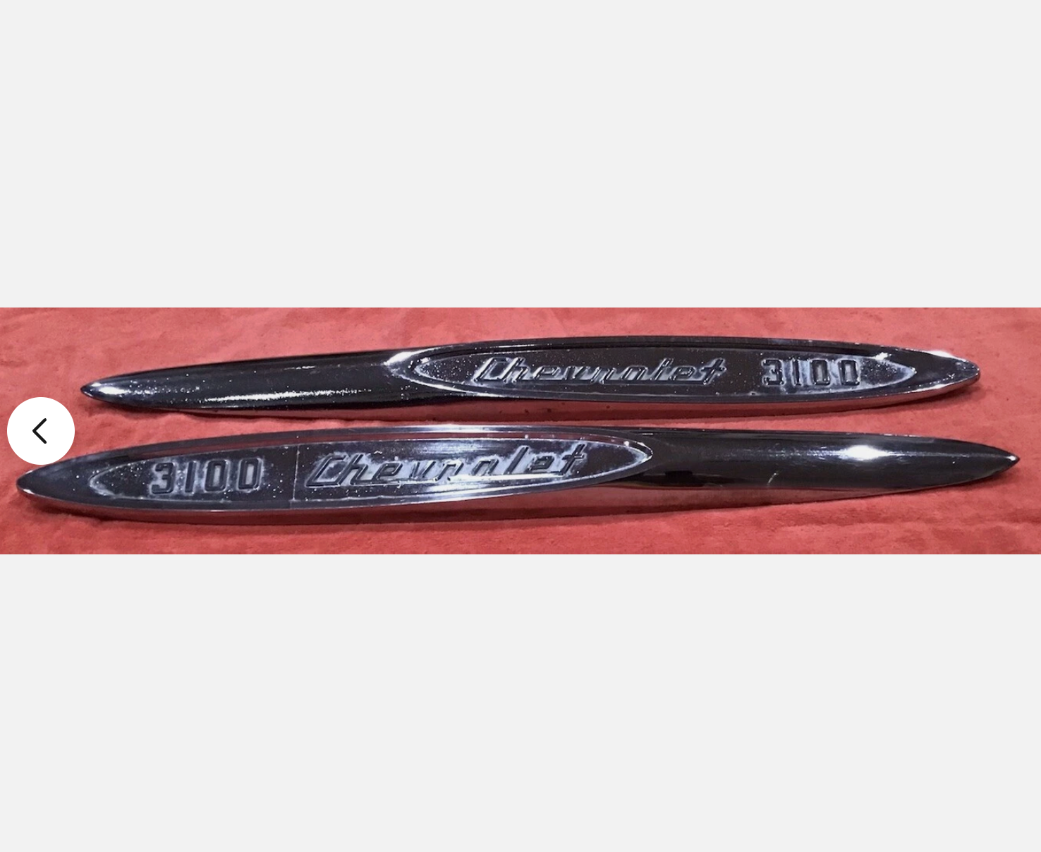 1955-57 Chevy Truck Fender Emblems 3100 Rt & Left DAVES CLASSIC TRUCK PARTS