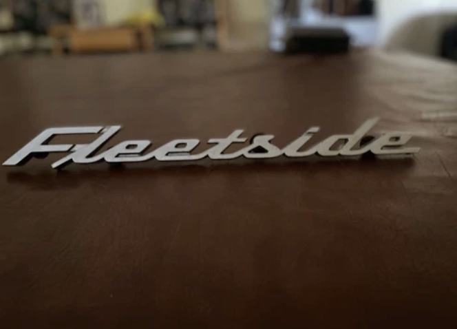 1958-59 ORIGINAL VINTAGE FLEETSIDE EMBLEM FOR BEDSIDE CHEVY TRUCK DAVES CLASSIC TRUCK PARTS