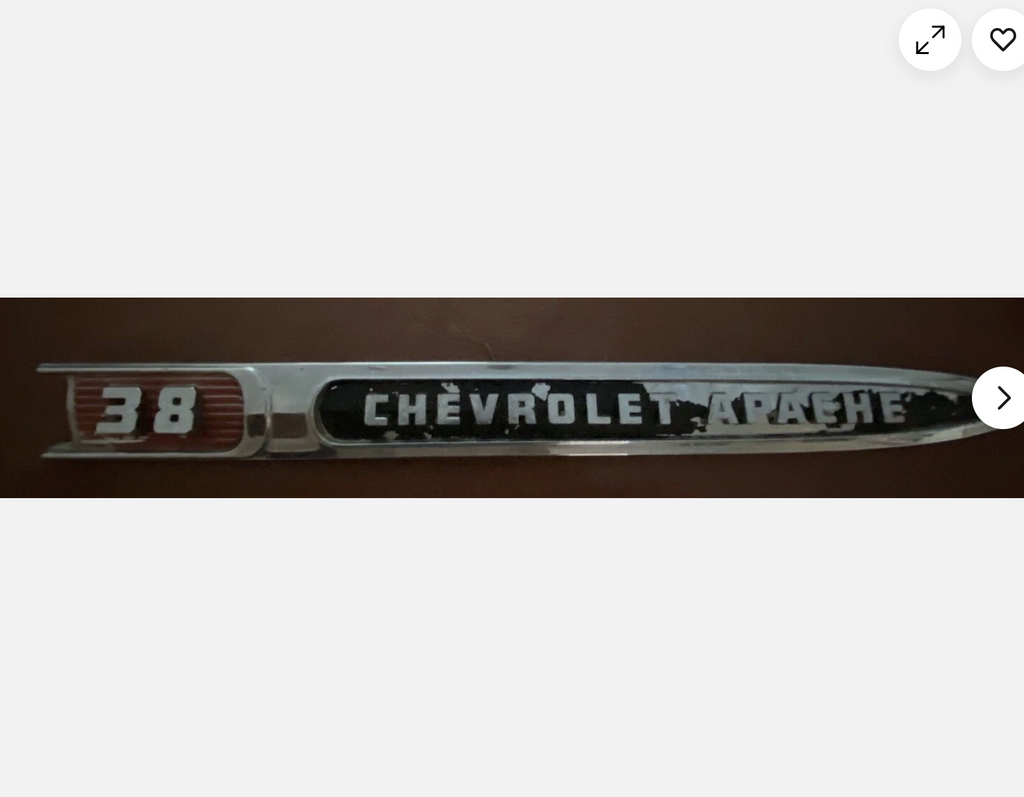 58-59 Chevy Truck Apache 38 Right Side Fender Emblem DAVES CLASSIC TRUCK PARTS