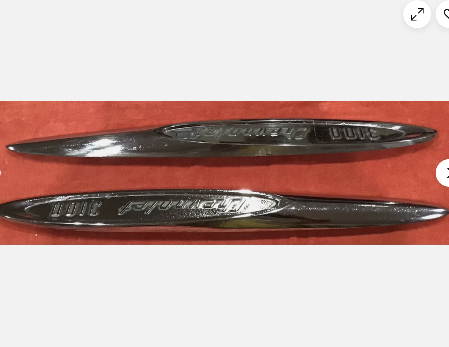 1955-57 Chevy Truck Fender Emblems 3100 Rt & Left DAVES CLASSIC TRUCK PARTS